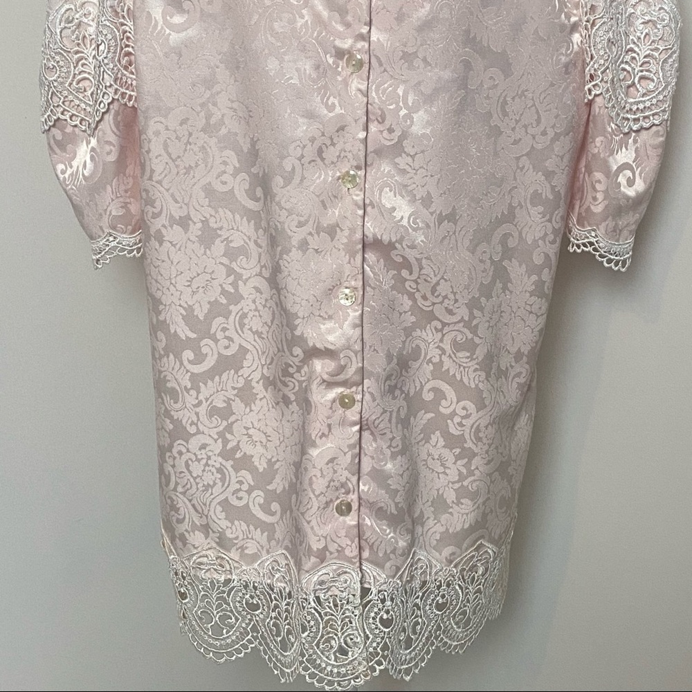 Scott McClintock Vintage Top Plus Size Victorian Puff Sleeve Pink Lace Top - Picture 12 of 14